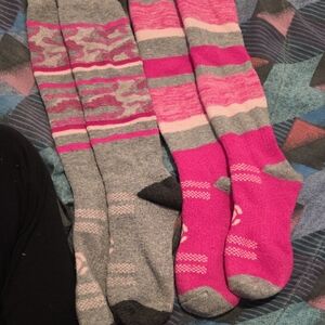 Pink and Gray Patterned Womens Socks